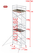 RS-42 Tower 1.35m B x 2.45m L x7.20m Vh = 9.20 wh traditionele opbouw