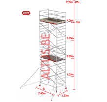RS-42 Tower 1.35m B x 2.45m L x7.20m Vh = 9.20 wh traditionele opbouw