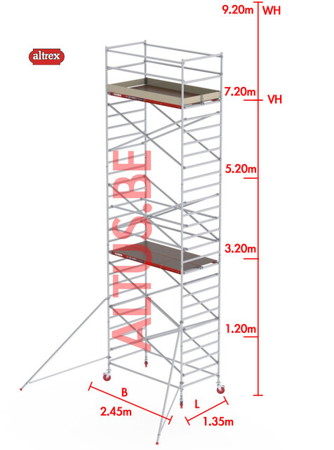 RS-42 Tower 1.35m B x 2.45m L x7.20m Vh = 9.20 wh traditionele opbouw