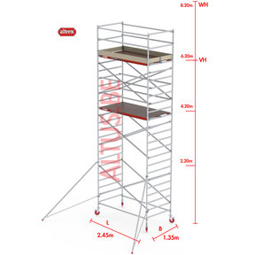 RS-42 Tower 1.35m B x 2.45m L x 6.20m Vh = 8.20 wh traditionele opbouw