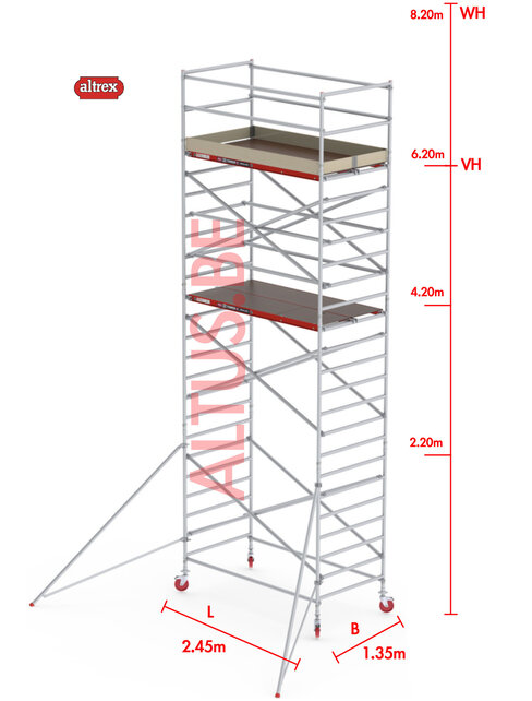 RS-42 Tower 1.35m B x 2.45m L x 6.20m Vh = 8.20 wh traditionele opbouw