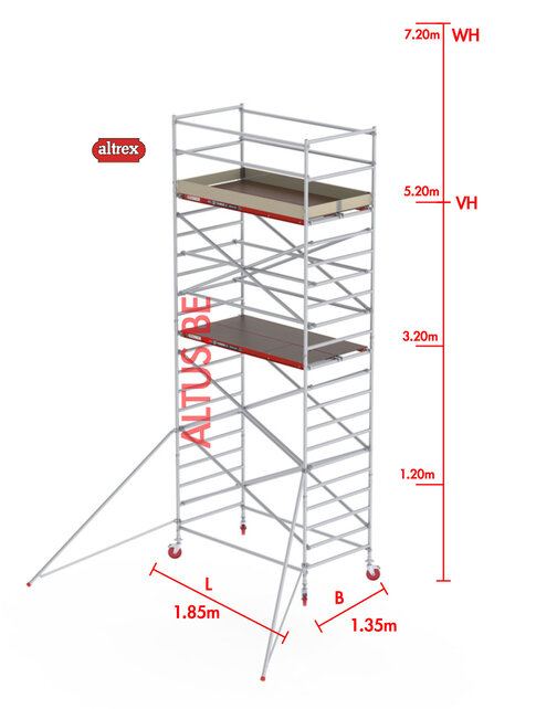 RS-42 Tower 1.35m B x 1.85m L x 5.20m Vh = 7.20 wh traditionele opbouw