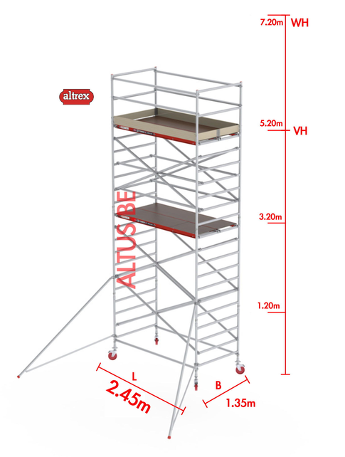 RS-42 Tower 1.35m B x 2.45m L x5.20m Vh = 7.20 wh traditionele opbouw