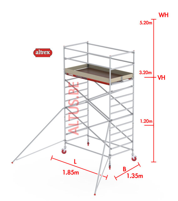 RS-42 Tower 1.35m B x 1.85m L x 3.20m Vh = 5.20 wh traditionele opbouw