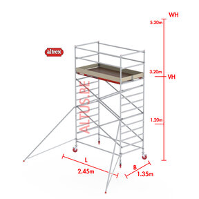 RS-42 Tower 1.35m B x 2.45m L x3.20m Vh = 5.20 wh traditionele opbouw