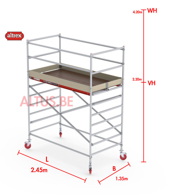 RS-42 Tower 1.35m B x 2.45m L x 2.20m Vh = 4.20 wh traditionele opbouw