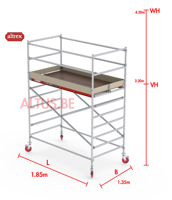 RS-42 Tower 1.35m B x 1.85m L x 2.20m Vh = 4.20 wh traditionele opbouw