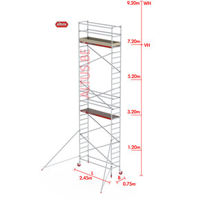 RS-41 Tower 0.75m B x 2.45m L x 7.20m Vh = 9.20 wh traditionele opbouw