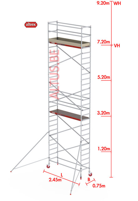 RS-41 Tower 0.75m B x 2.45m L x 7.20m Vh = 9.20 wh traditionele opbouw