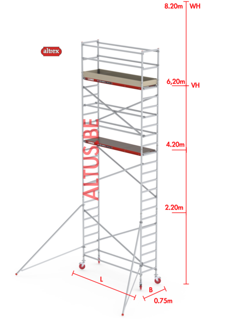 RS-41 Tower 0.75m B x 2.45m L x 6.20m Vh = 8.20 wh traditionele opbouw