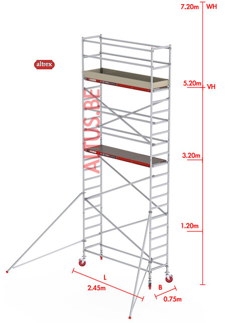 RS-41 Tower 0.75m B x 2.45m L x 5.20m Vh = 7.20 wh traditionele opbouw