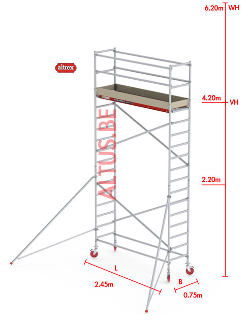 RS-41 Tower 0.75m B x 2.45m L x 4.20m Vh = 6.20 wh traditionele opbouw