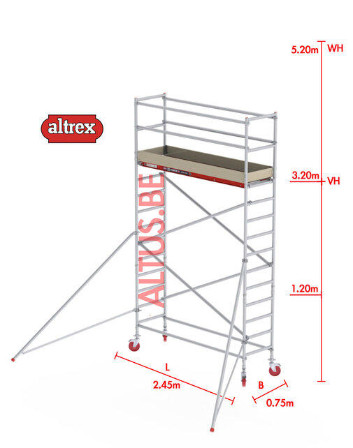 RS-41 Tower 0.75m B x 2.45m L x 3.20m Vh = 5.20 wh traditionele opbouw