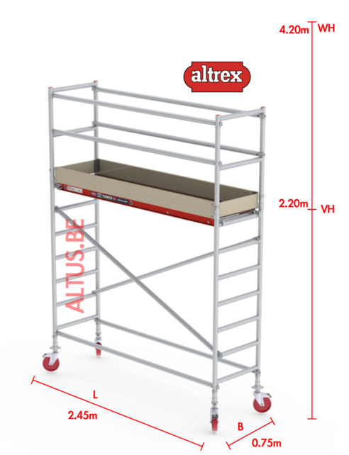 RS-41 Tower 0.75m B x 2.45m L x 2.20m Vh = 4.20 wh traditionele opbouw