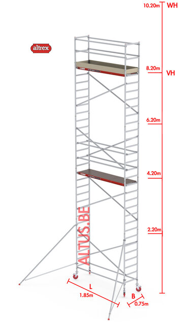 RS-41 Tower 0.75m B x 1.85m L x 8.20m Vh = 10.20 wh traditionele opbouw