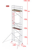 RS-41 Tower 0.75m B x 1.85m L x 7.20m Vh = 9.20 wh traditionele opbouw