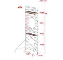 RS-41 Tower 0.75m B x 1.85m L x 7.20m Vh = 9.20 wh traditionele opbouw