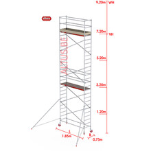 RS-41 Tower 0.75m B x 1.85m L x 7.20m Vh = 9.20 wh traditionele opbouw