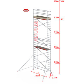 RS-41 Tower 0.75m B x 1.85m L x 7.20m Vh = 9.20 wh traditionele opbouw