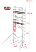 RS-41 Tower 0.75m B x 1.85m L x 6.20m Vh = 8.20 wh traditionele opbouw