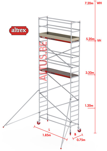 RS-41 Tower 0.75m B x 1.85m L x 5.20m Vh = 7.20 wh traditionele opbouw
