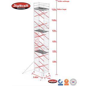 12.20m Stahoogte lengte 2.45m x 1.35m breedte