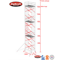 RS62 Prof. alu rolsteiger 1.35m x 1.85m x 12.20m Ph= 14.20m Wh