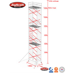 12.20m Stahoogte lengte 1.85m x 1.35m breedte