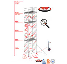 RS62 Prof. alu rolsteiger 1.35m x 2.45m x 9.20m Ph= 11.20m Wh