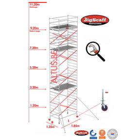 9.20m Stahoogte lengte 1.85m x 1.35m breedte