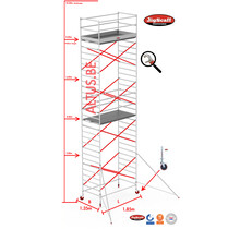 RS62 Prof. alu rolsteiger 1.35m x 1.85m x 8.20m Ph= 10.20m Wh