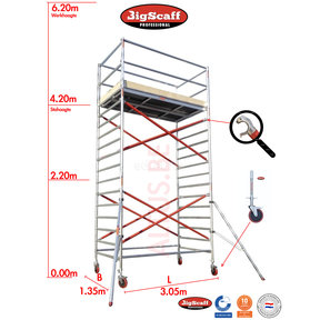 4.20m Stahoogte lengte 3.05m x 1.35m breedte