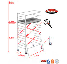 RS62 Prof. alu rolsteiger 1.35m x 2.45m x 3.20m Ph= 5.20m Wh