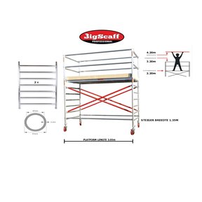 2.20m Stahoogte lengte 3.05m x 1.35m breedte
