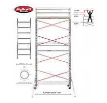 RS61 Prof. alu rolsteiger 0.75m x 3.05m x 8.20m Ph= 10.20m Wh