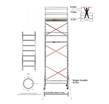 RS61 Prof. alu rolsteiger 0.75m x 1.85m x 6.20m Ph= 8.20m WH