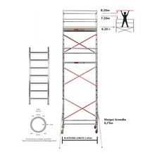 6.20m Stahoogte lengte 1.85m x 0.75m breedte