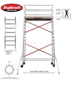 RS61 Prof. alu rolsteiger 0.75m x 2.45m x 4.20m Ph= 6.20m WH