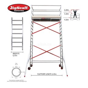 3.20m Stahoogte lengte 2.45m x 0.75m breedte