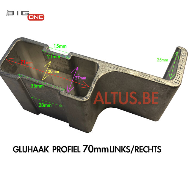 Glijhaak  L/R 60 voor Bigone GT-Line