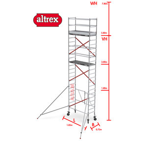 RS TOWER 54 -smal 0,75m x 1,85m x 7,80m werkhoogte