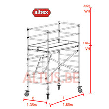 RS TOWER 55 kamersteiger 1.35 x 1.85 x 3.80m WH