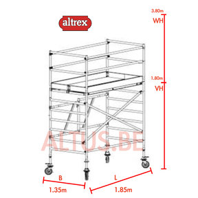 RS TOWER 55 kamersteiger 1.35 x 1.85 x 3.80m WH