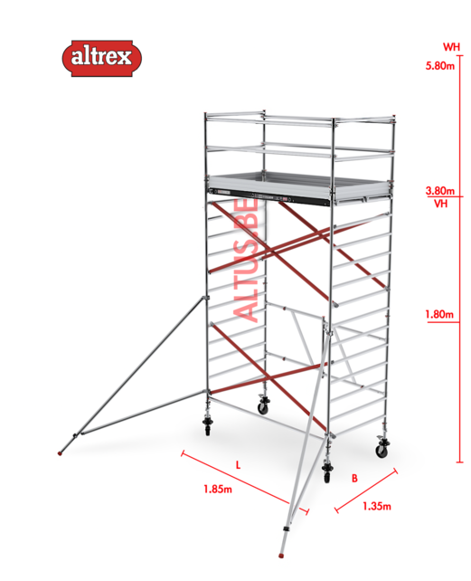 RS TOWER 55 kamersteiger 1.35 x 1.85 x 5.80m WH