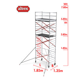 RS TOWER 55 kamersteiger 1.35 x 1.85 x 11.80m WH
