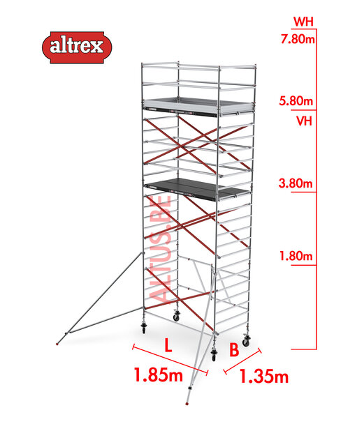 RS TOWER 55 kamersteiger 1.35 x 1.85 x 11.80m WH