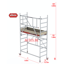 1.80m platformhoogte = 3.80m werkhoogte