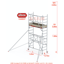 2.80m platformhoogte = 4.80m werkhoogte