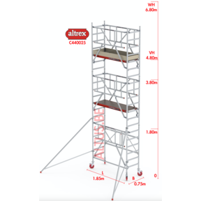 4.80m platformhoogte = 6.80m werkhoogte