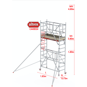 2.80m platformhoogte = 4.80m werkhoogte